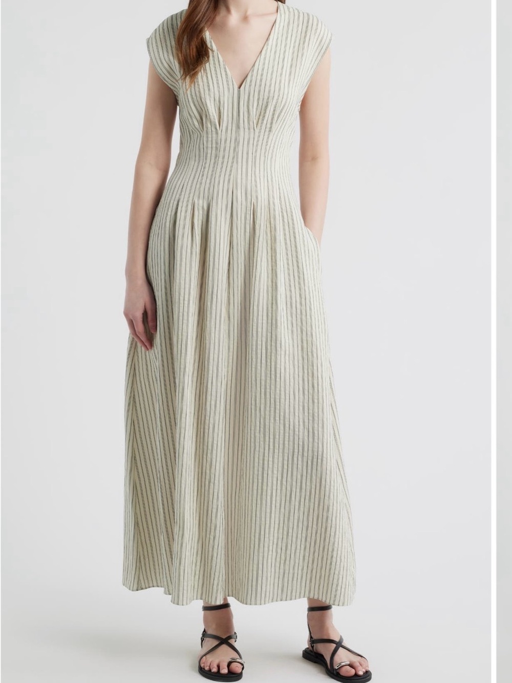 Rag & Bone Cream Striped Ines Striped satin dress